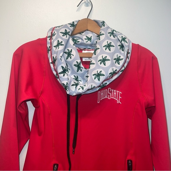 The Ohio State University Funnel Neck Buckeyes Lightweight Sweatshirt Red Sz XS - Picture 4 of 8
